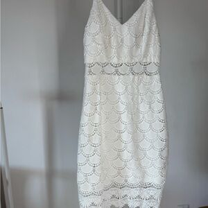 Aqua White Lace Midi Dress